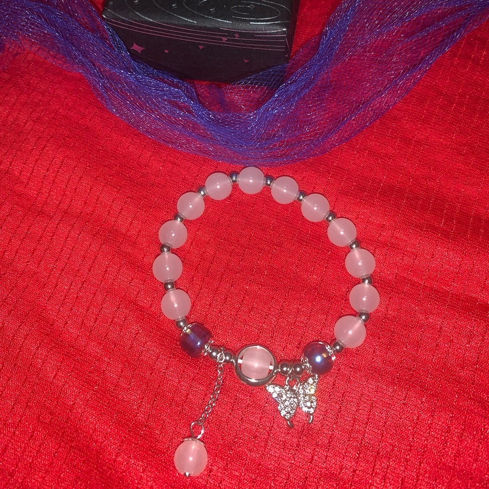 Shiny Natural Stone Cat’s eye Butterfly bracelet